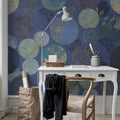 Globes Gathering, Blue Mural Wallpaper - room preview 03