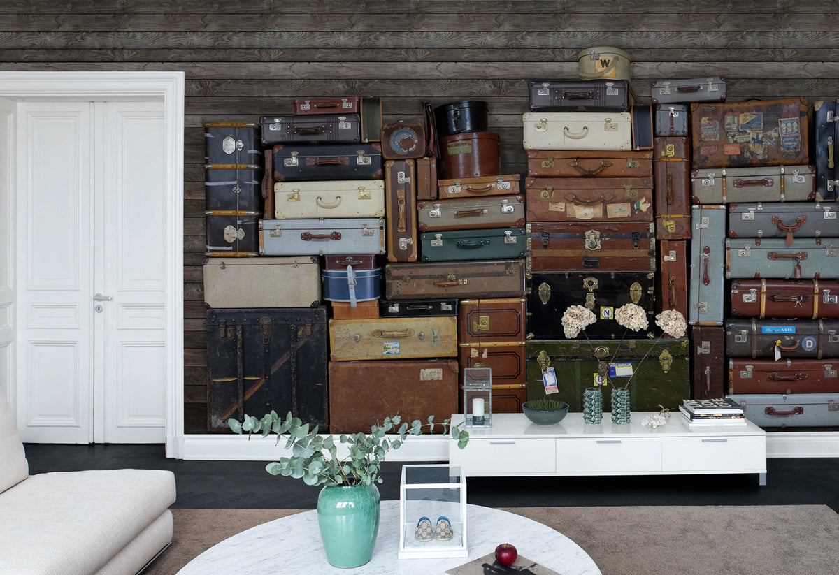 Stacked Suitcases Mural Wallpaper - room preview 03