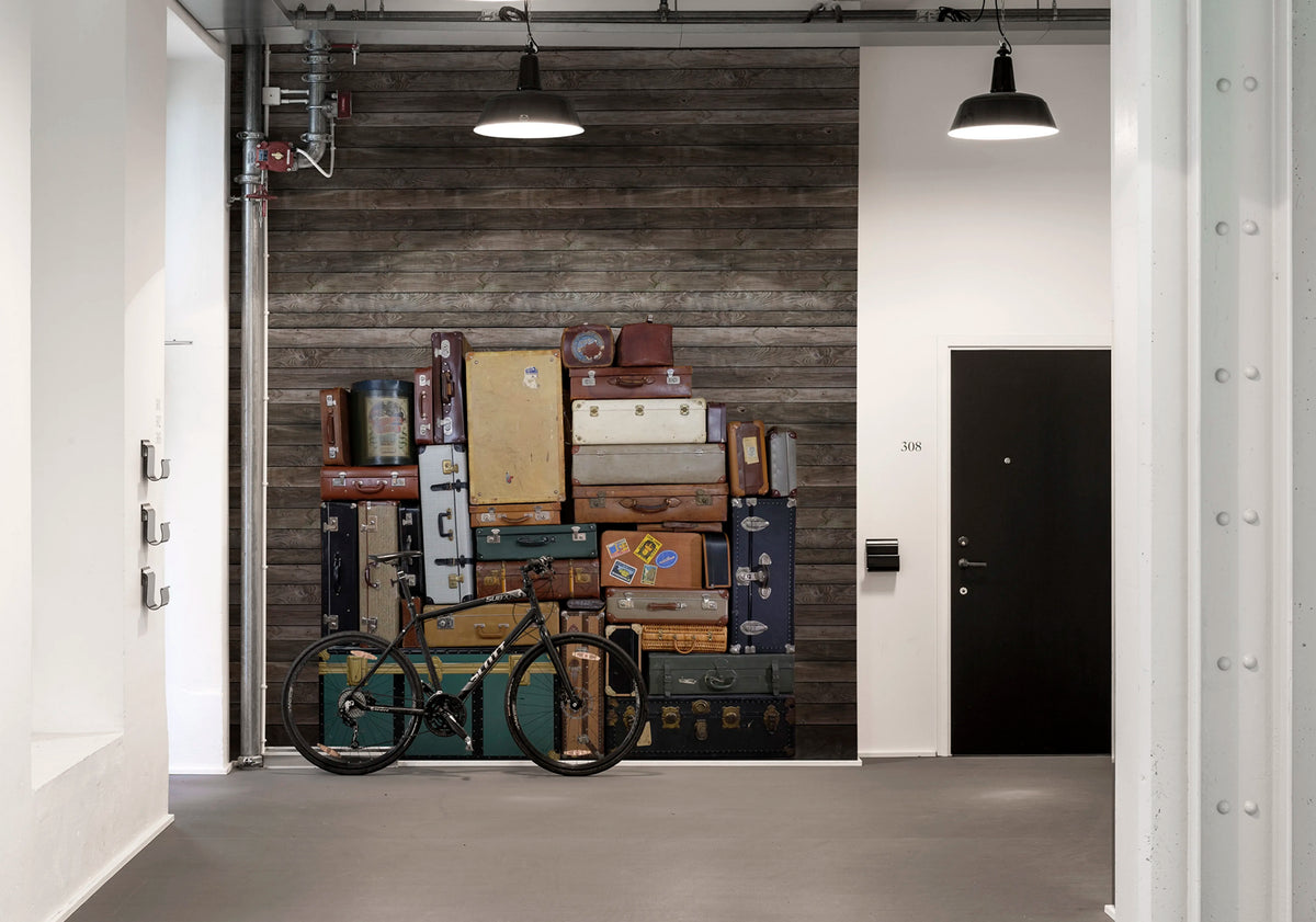 Stacked Suitcases, Heap Mural Wallpaper - room preview 03