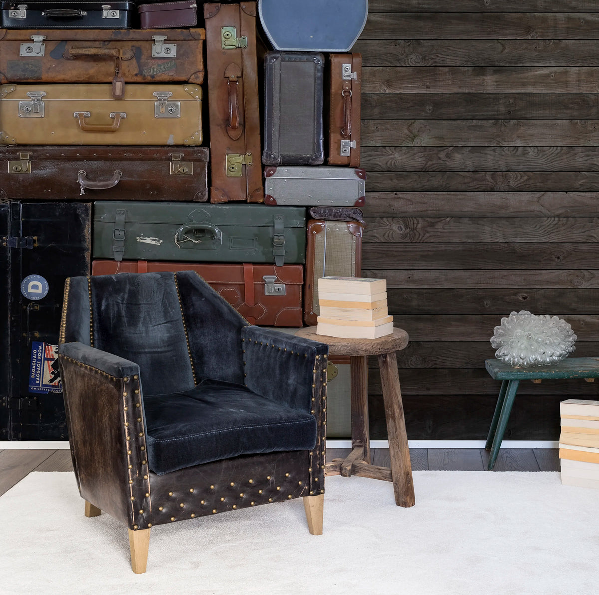 Stacked Suitcases, Pile Mural Wallpaper - room preview 03