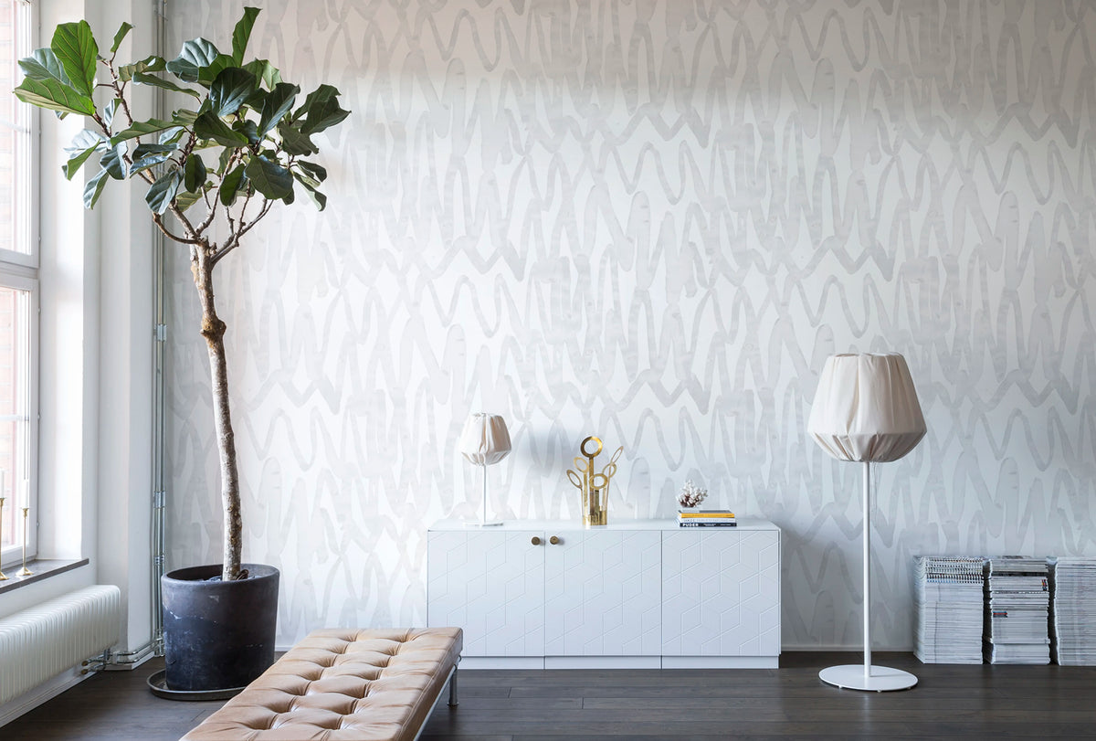 Pulse of Passion, White Mural Wallpaper - room preview 03