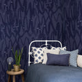 Pulse of Passion, Blue Mural Wallpaper - room preview 03