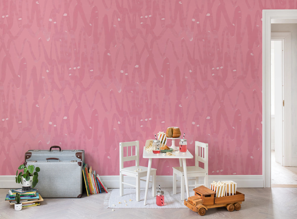 Pulse Of Passion, Pink Mural Wallpaper - room preview 03