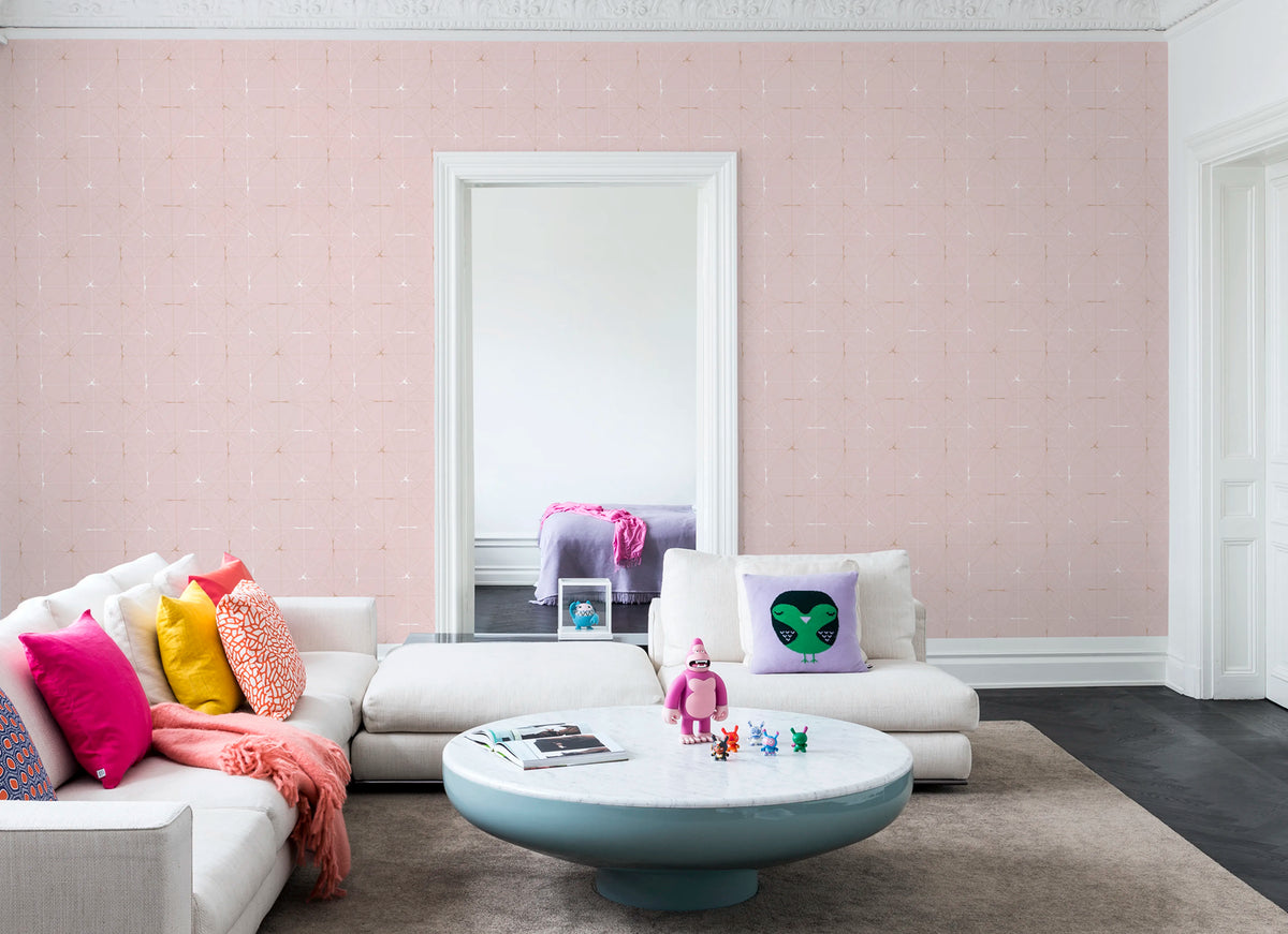 Perfect Fit, Powder Pink Mural Wallpaper - room preview 03