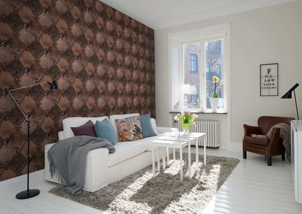 Leather Rhombs, Vintage Mural Wallpaper - room preview 03
