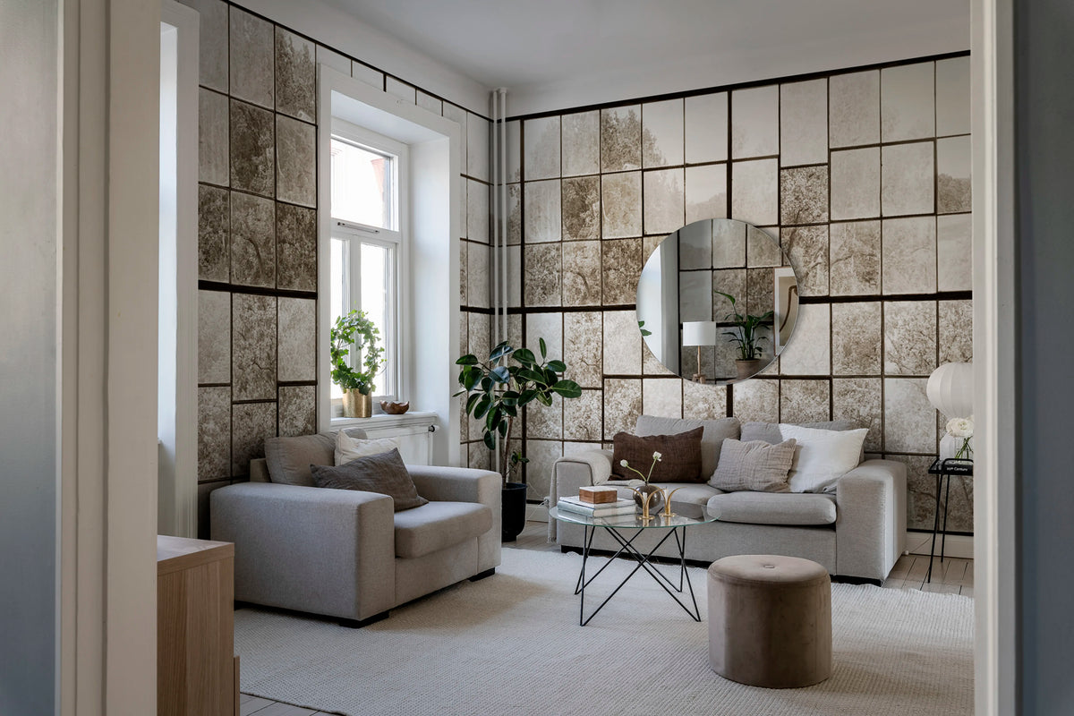 Factory Window, Sepia Mural Wallpaper - room preview 03