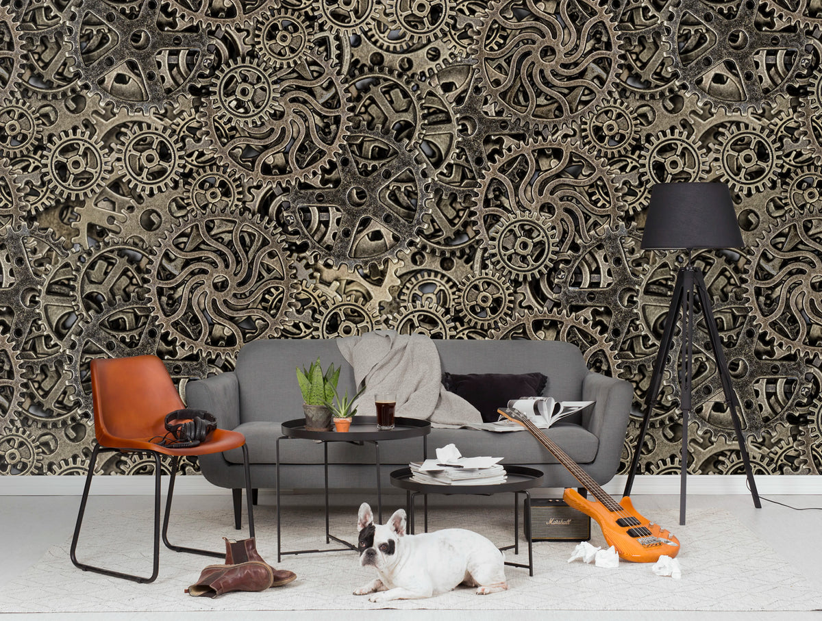 Steampunk Mechanics Mural Wallpaper - room preview 03