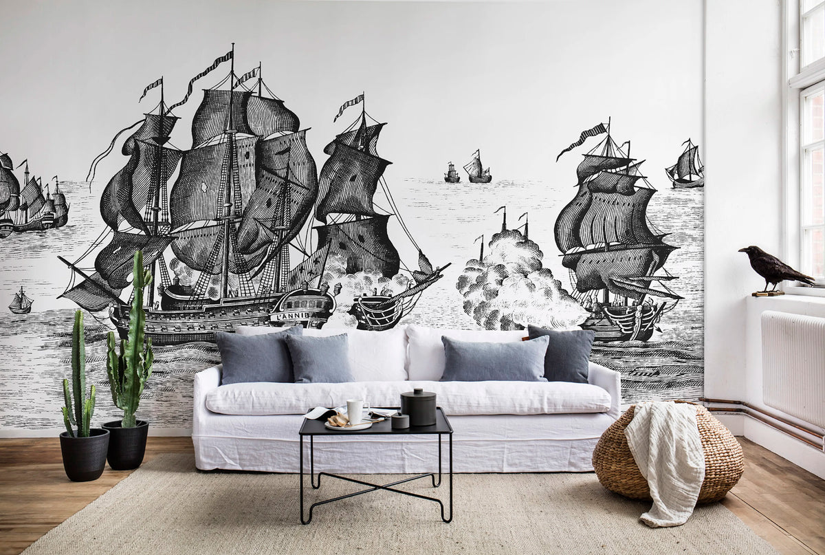 High Seas, Black Mural Wallpaper - room preview 03