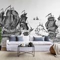 High Seas, Black Mural Wallpaper - room preview 03