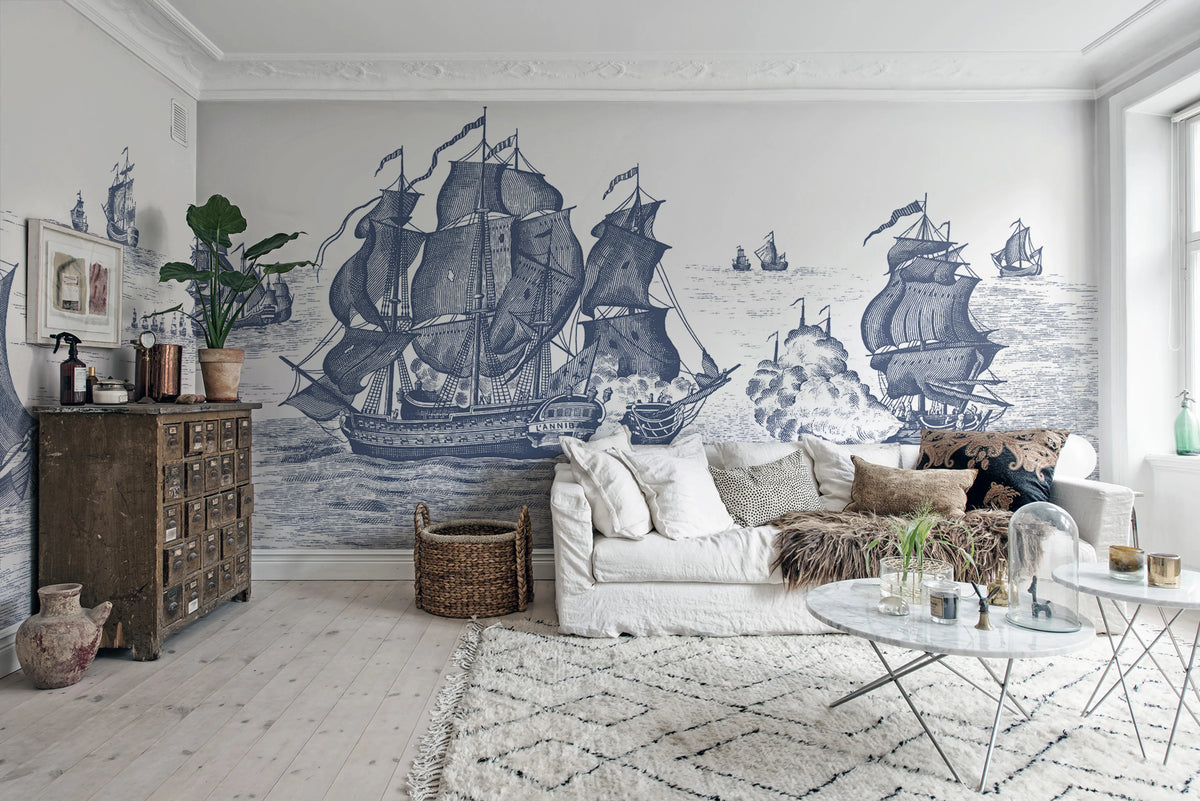 High Seas, Henderson Blue Mural Wallpaper - room preview 03