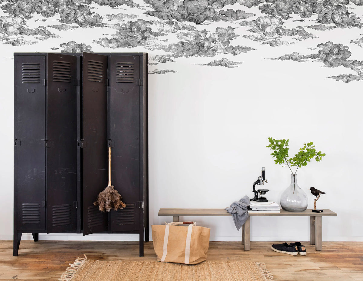 Cotton Skies, Black Mural Wallpaper - room preview 03
