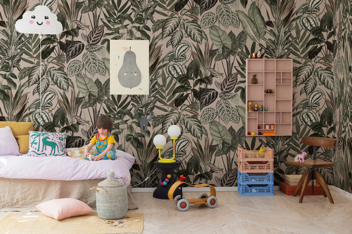 Mischievous Monkeys, Pastel Pink Mural Wallpaper - room preview 03