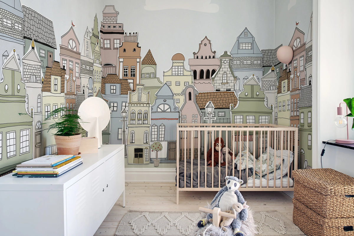 London Houses, Summer Mural Wallpaper - room preview 03