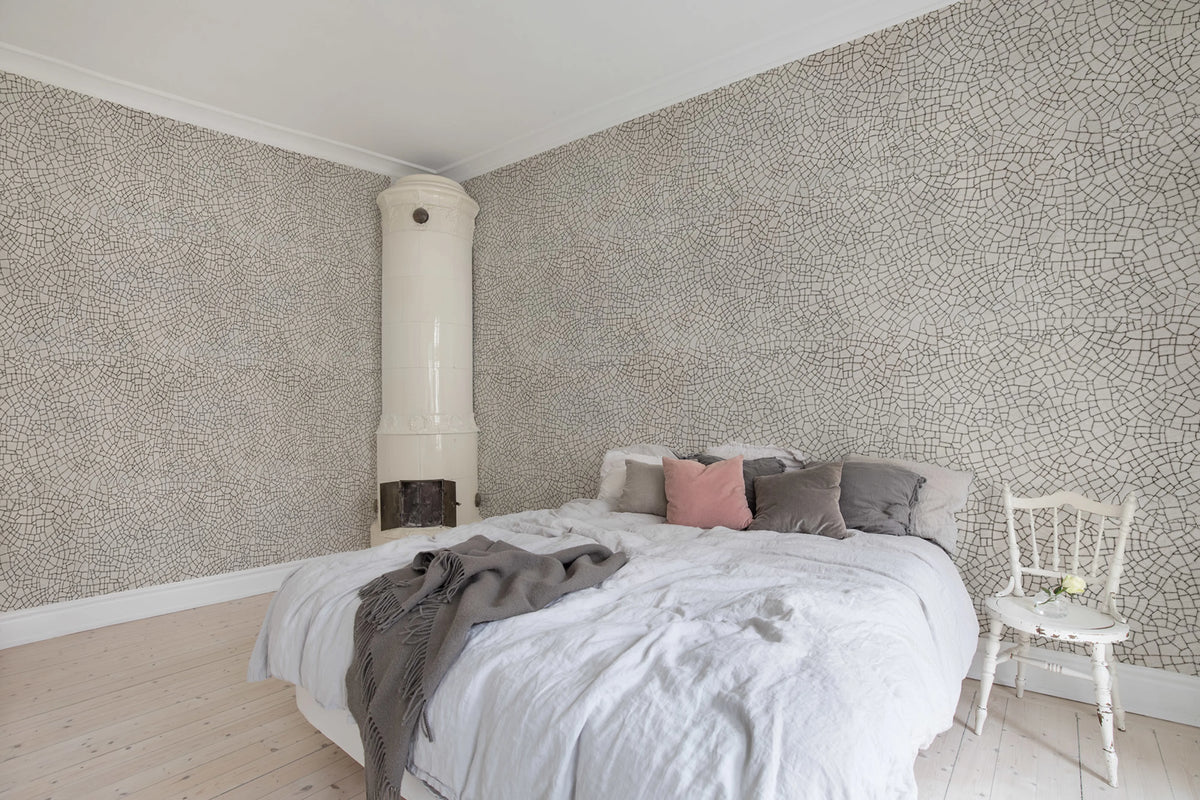 Raku Crackle, Cream Mural Wallpaper - room preview 03