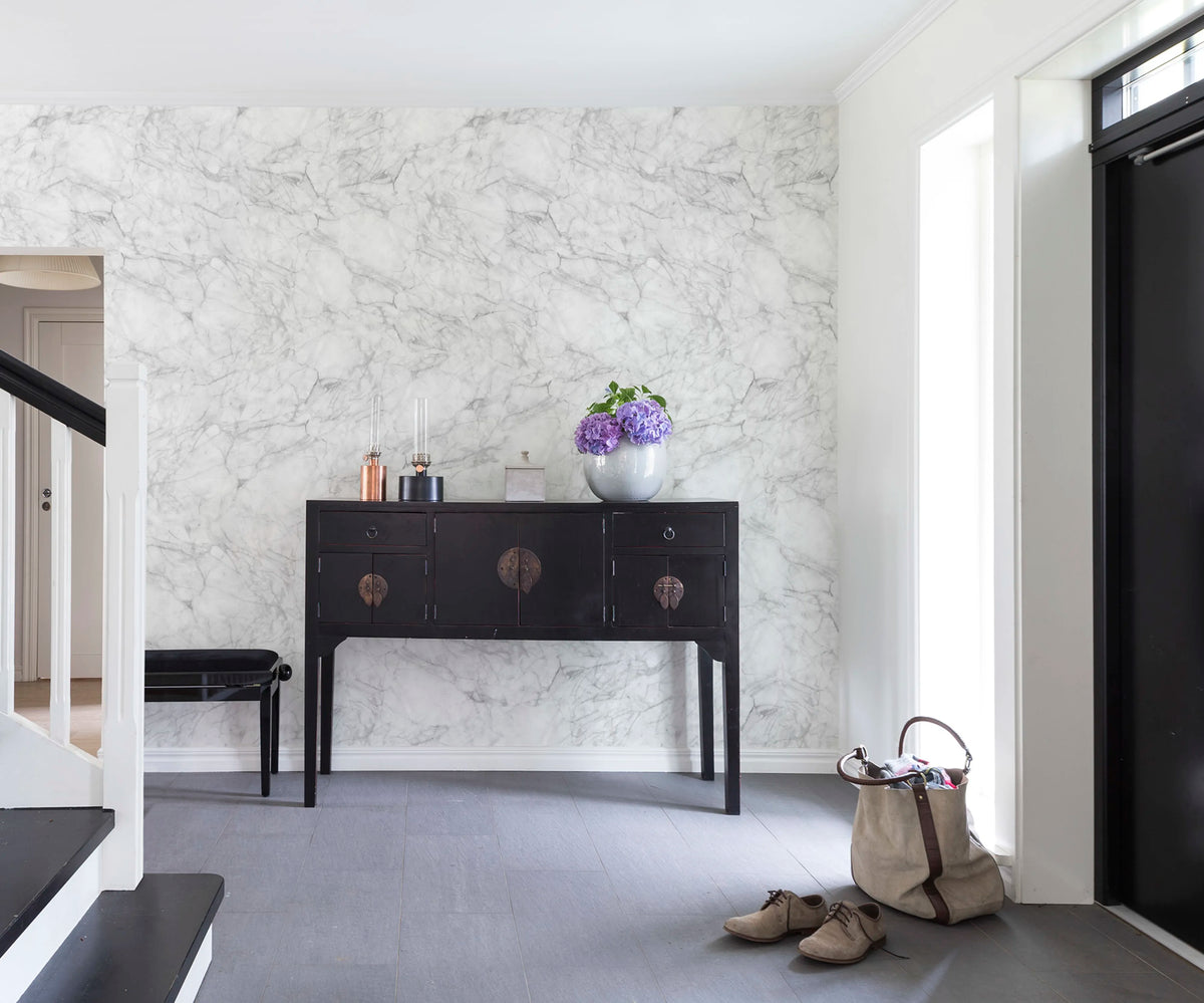 Noble Marble, White Mural Wallpaper - room preview 03