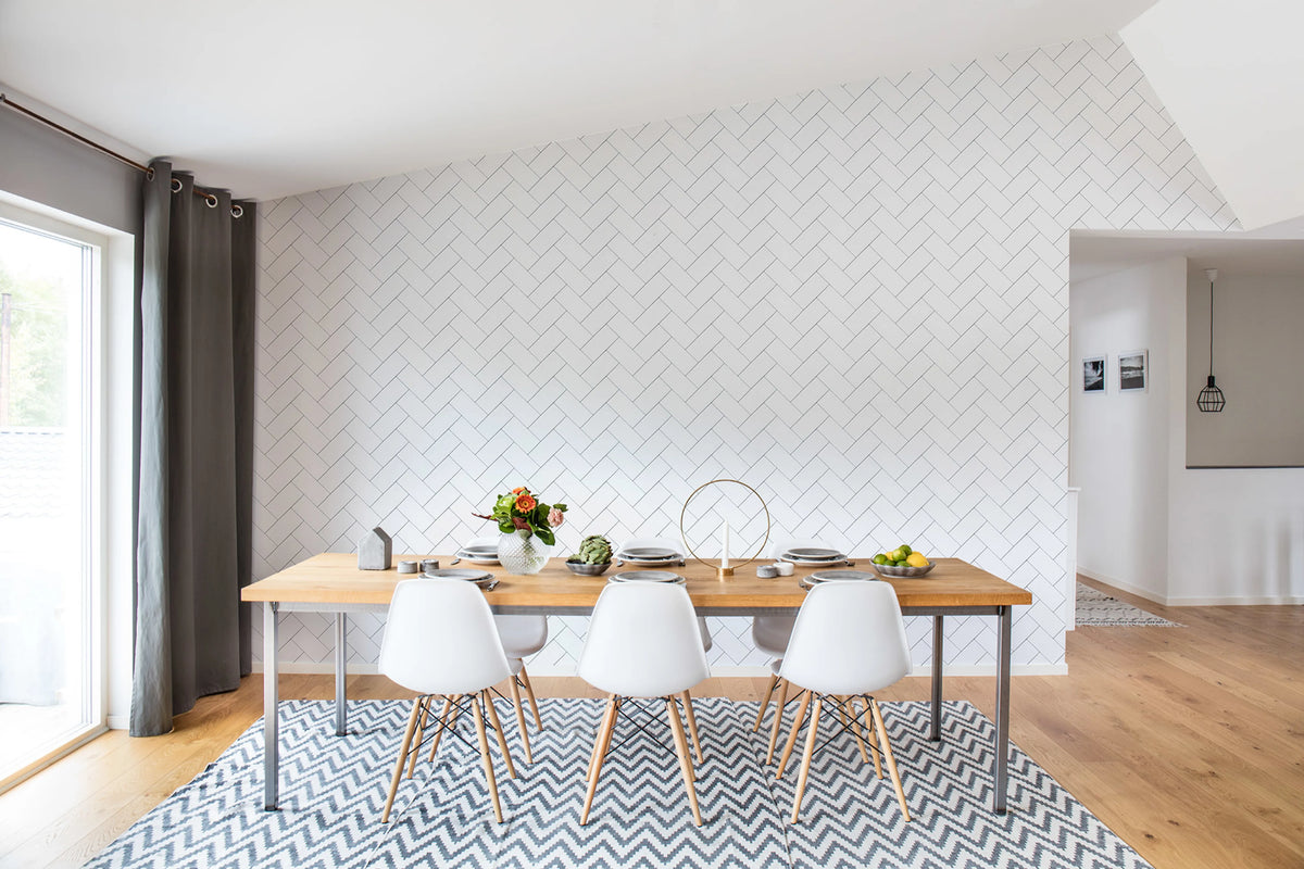Fishbone Tiles Mural Wallpaper - room preview 03