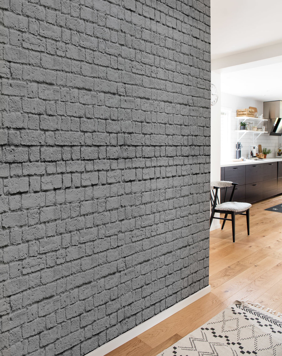 Soft Bricks, Gray Mural Wallpaper - room preview 03