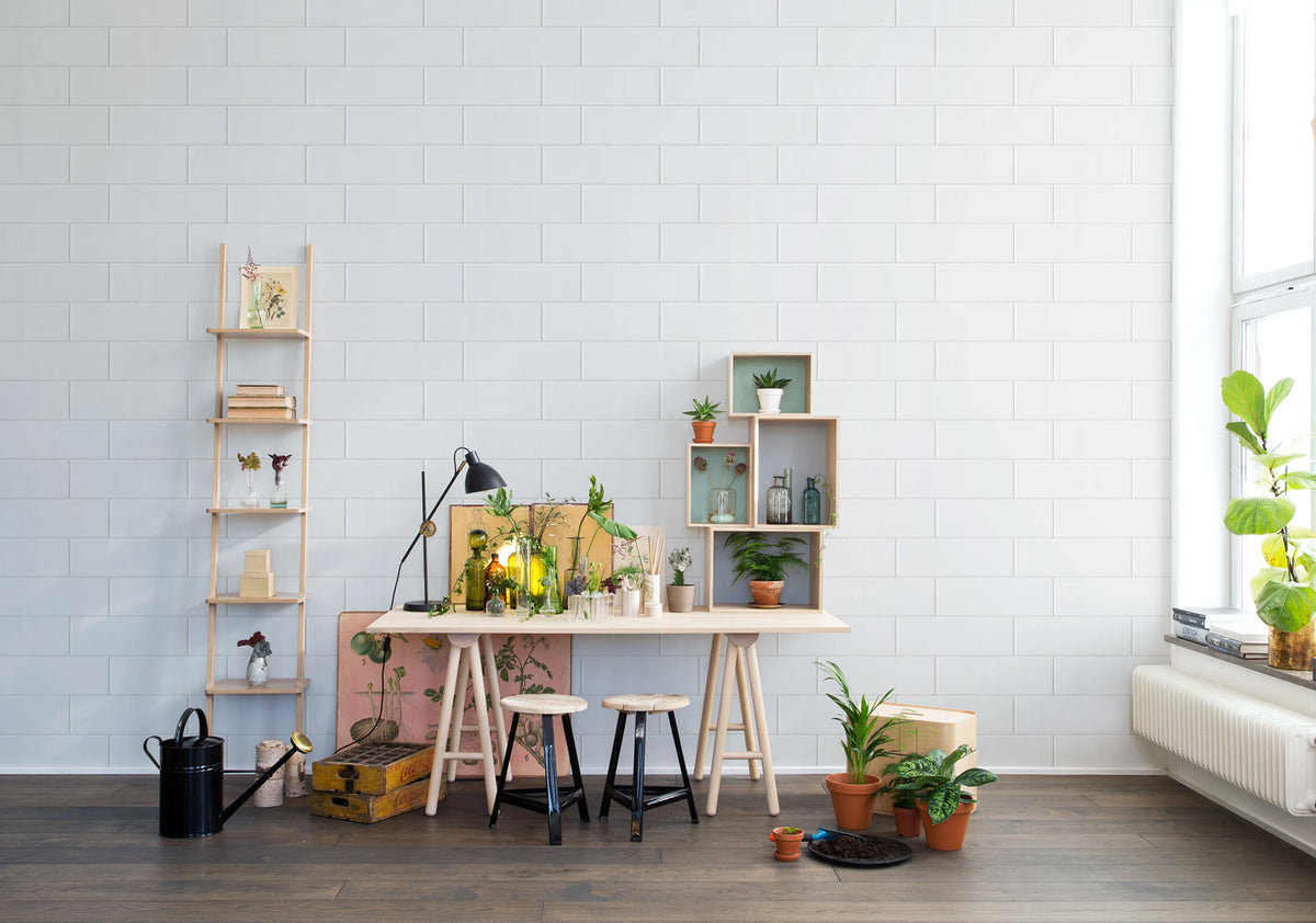 Oblong Tiles, White Mural Wallpaper - room preview 03