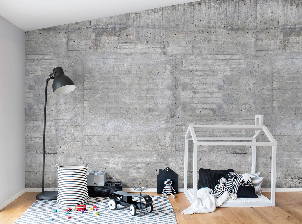 Wooden Concrete Mural Wallpaper - room preview 03