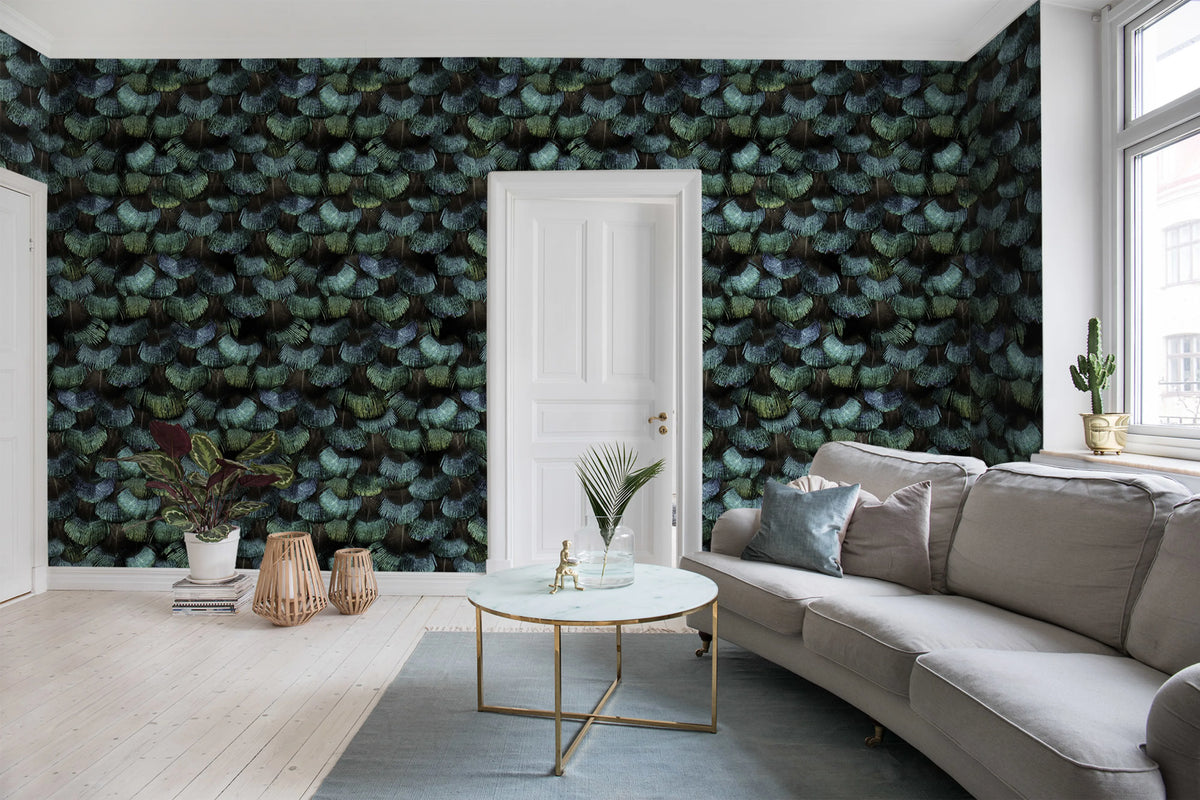 Peacock Plumage Mural Wallpaper - room preview 03