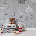 Camping Trip, Gray Mural Wallpaper - room preview 03