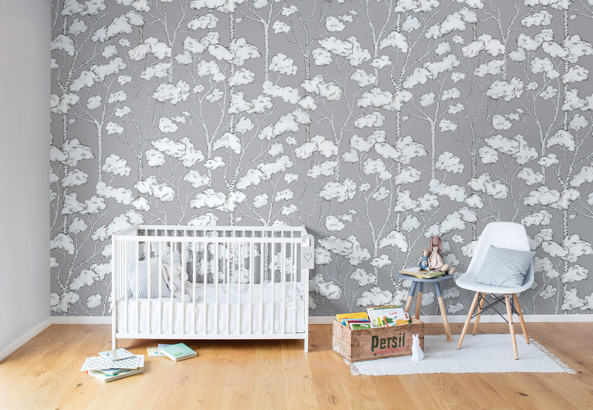 Animal Tree, Gray Mural Wallpaper - room preview 03