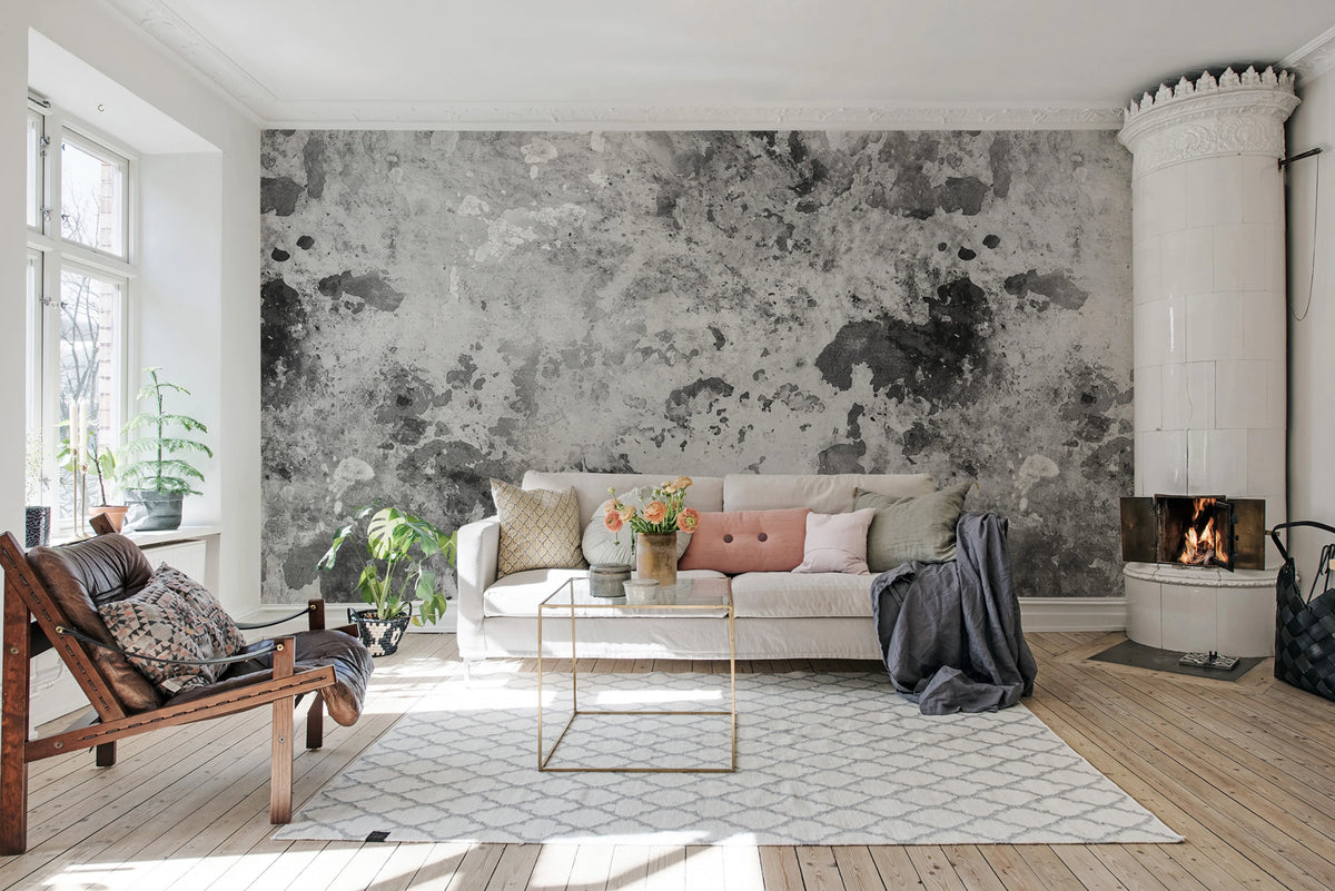 Fragments, Charcoal Mural Wallpaper - room preview 03