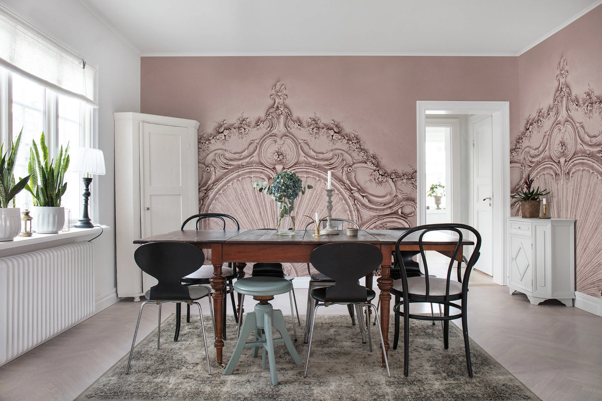 Stucco Gloria, Dusty Pink Mural Wallpaper - room preview 03