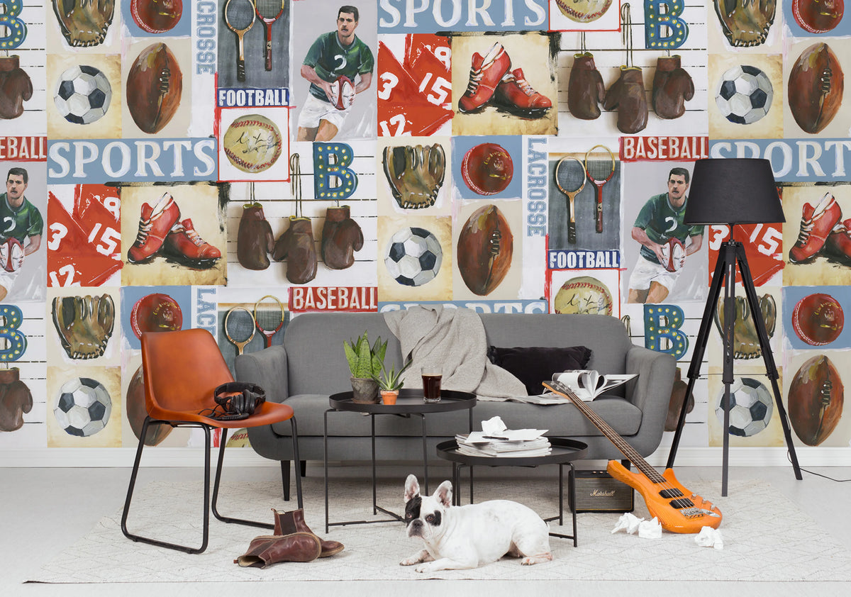 Sports Junkie Mural Wallpaper - room preview 03