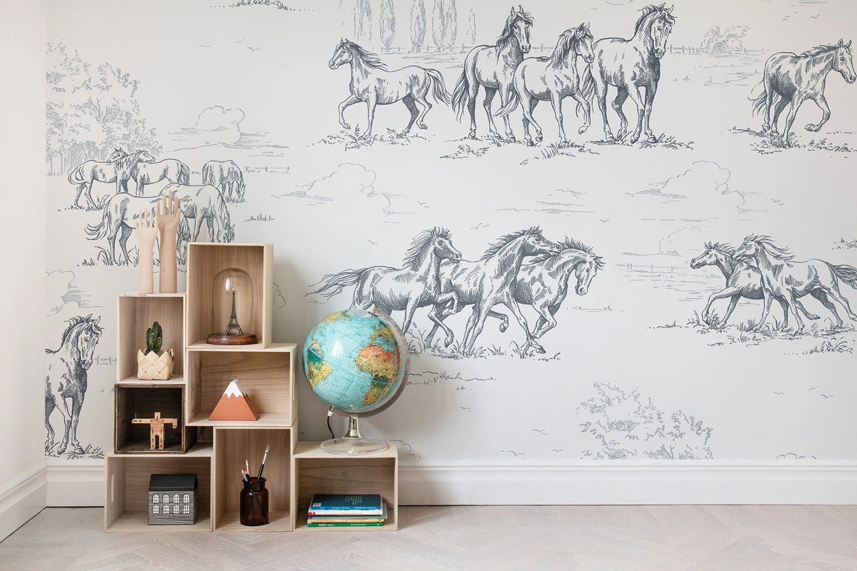 Horse Herd Mural Wallpaper - room preview 03