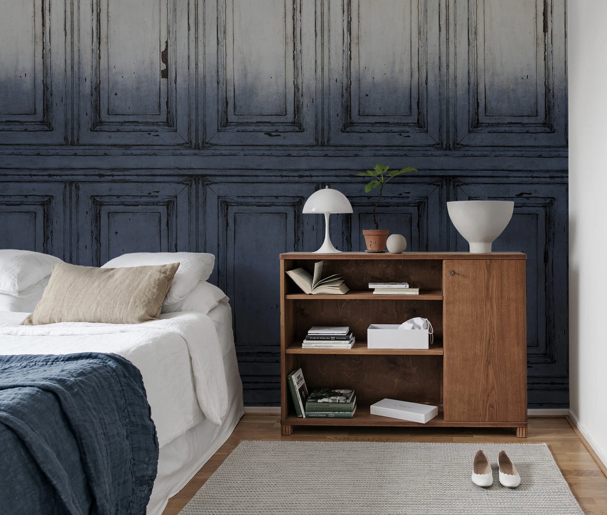 Parisian Panels, Dip Dye Blue Mural Wallpaper - room preview 03