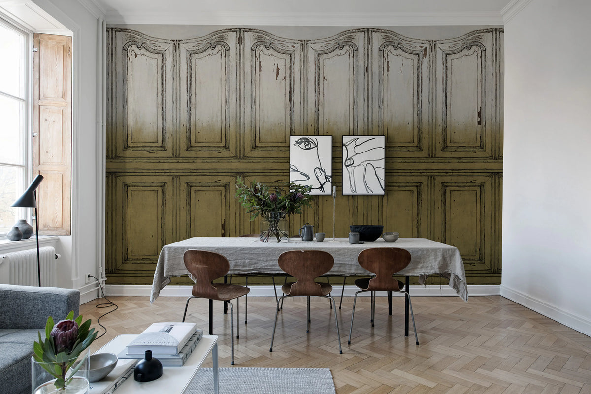 Parisian Panels, Dip Dye Yellow Mural Wallpaper - room preview 03