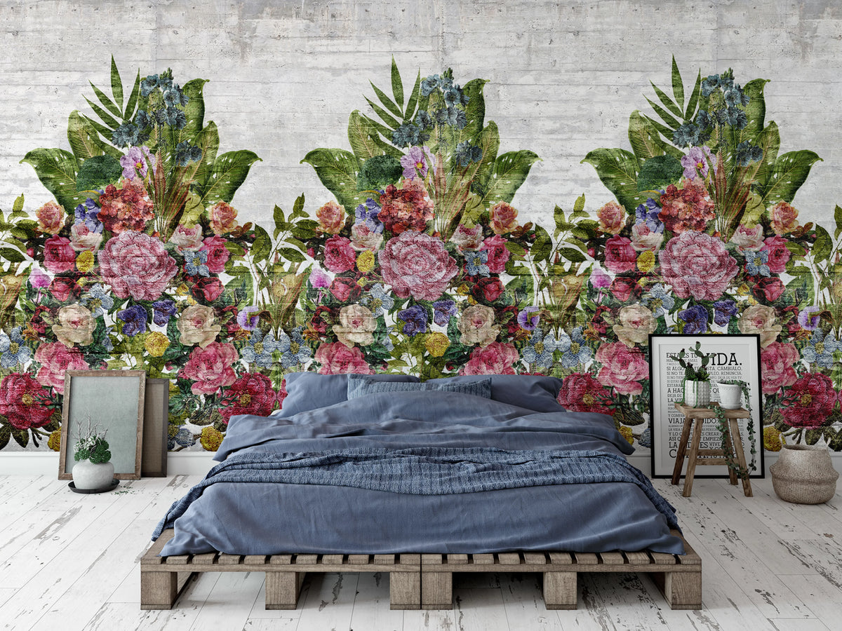 Flower Burst, Concrete Mural Wallpaper - room preview 03