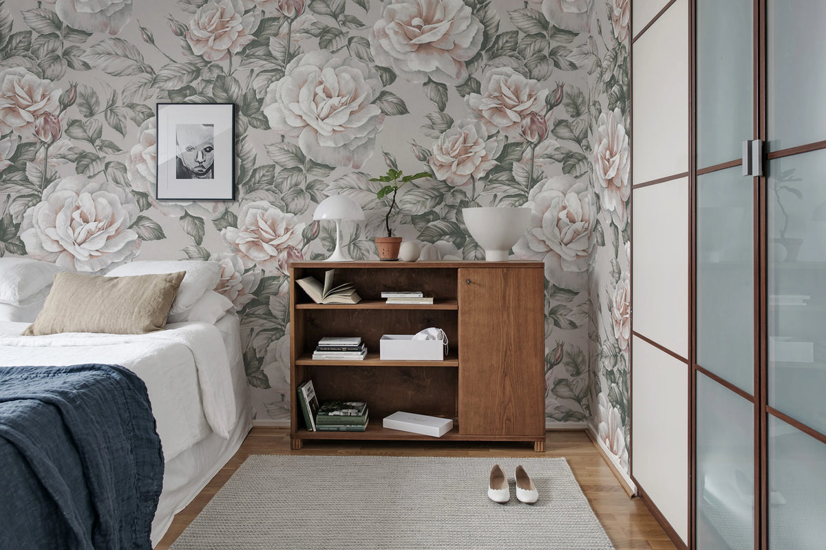 Nude Roses Mural Wallpaper - room preview 03