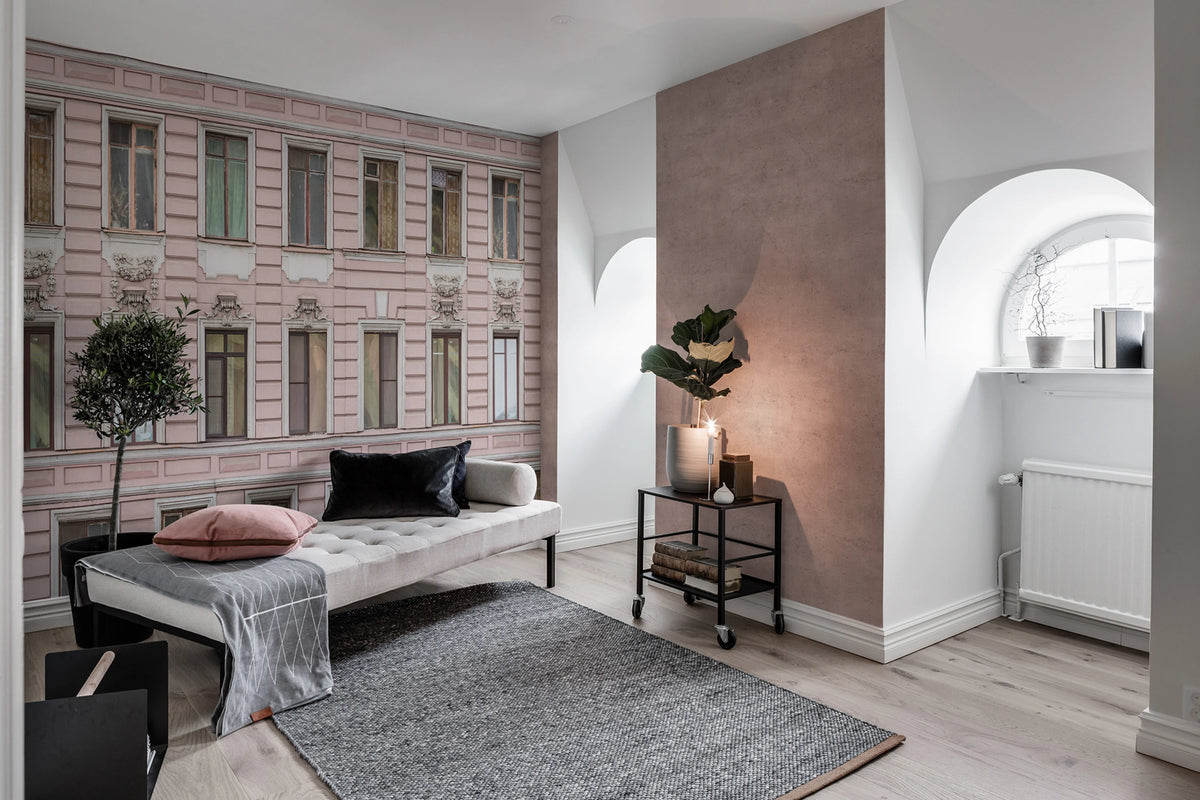 Pink Facade Mural Wallpaper - room preview 03