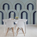 Arch Deco, Blue Mural Wallpaper - room preview 03