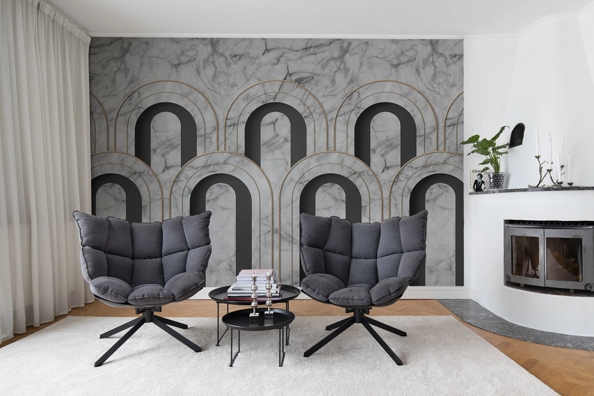 Arch Deco, Marble Mural Wallpaper - room preview 03