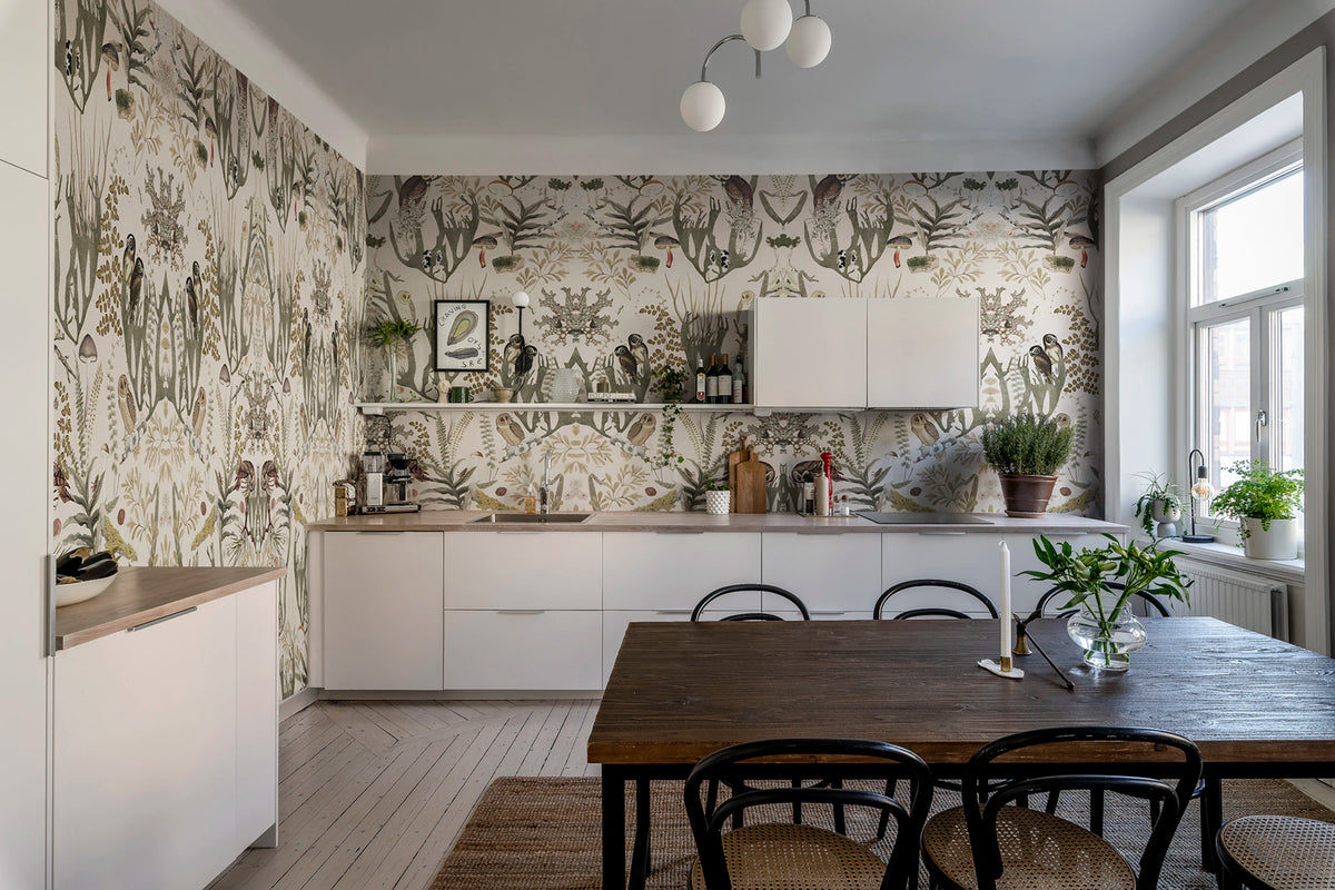 The Swedish Forest, White Mural Wallpaper - room preview 03