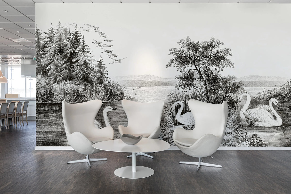 Swan Lake Mural Wallpaper - room preview 03