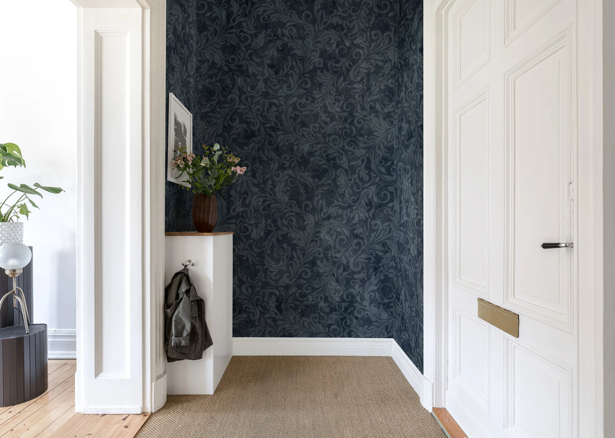 Twining Vines, Navy Mural Wallpaper - room preview 03