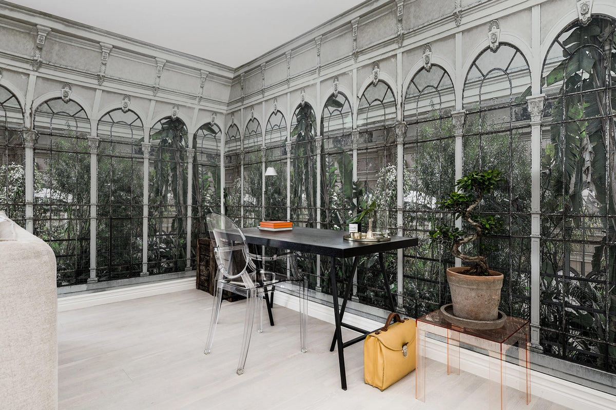 Dove Gardens, White Mural Wallpaper - room preview 03