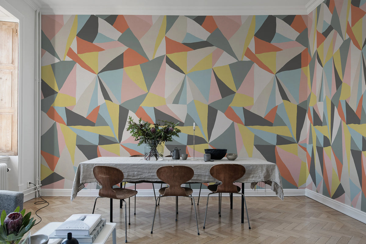 Retro Geometry Mural Wallpaper - room preview 03