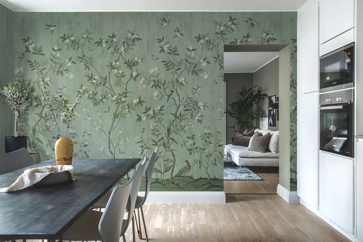 Chinoiserie Chic, Jade Mural Wallpaper - room preview 03
