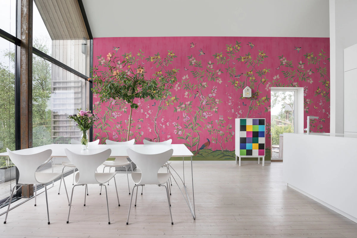 Chinoiserie Chic, Fuchsia Mural Wallpaper - room preview 03