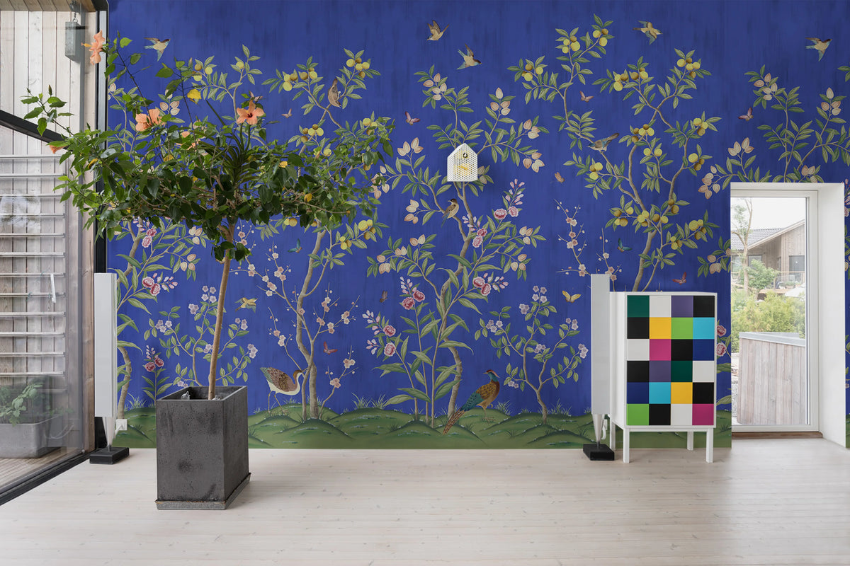 Chinoiserie Chic, Cobalt Mural Wallpaper - room preview 03