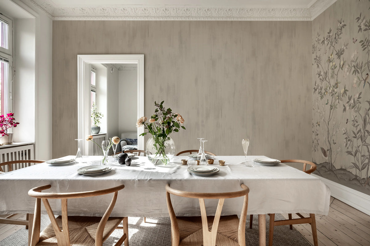 Brushstrokes, Powder Beige Mural Wallpaper - room preview 03