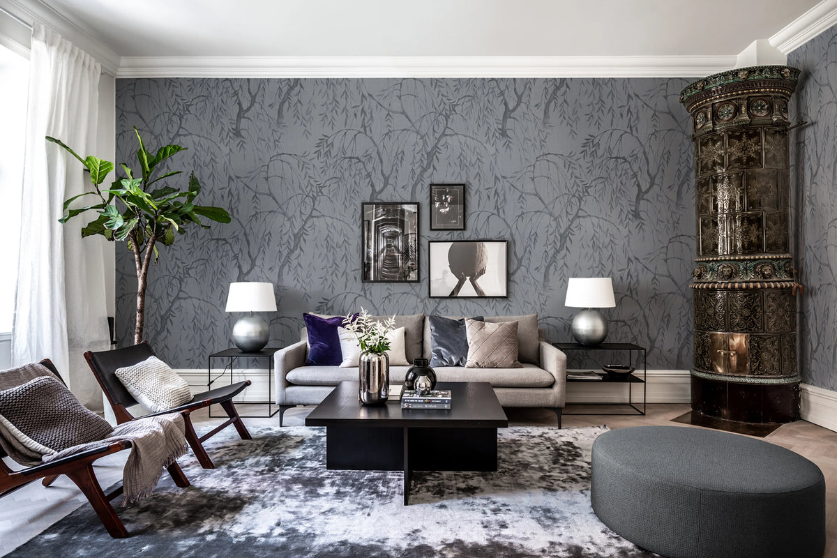 Weeping Willows, Still Waters Blue Mural Wallpaper - room preview 03