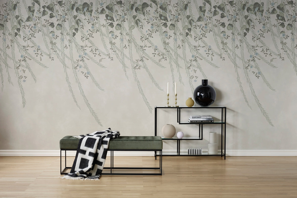 Lush Foliage, Sage Tint Mural Wallpaper - room preview 03