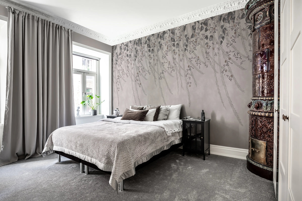 Lush Foliage, Rose Dust Mural Wallpaper - room preview 03