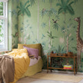 Giraffes Stroll, Emerald Mural Wallpaper - room preview 03